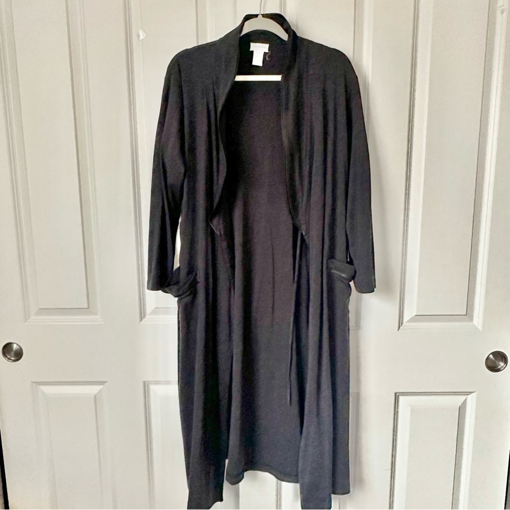 VTG Nordstrom 100% Pima Cotton L XL Sleep Night Robe Dark Blue Bath Soft Lounge - Picture 2 of 6